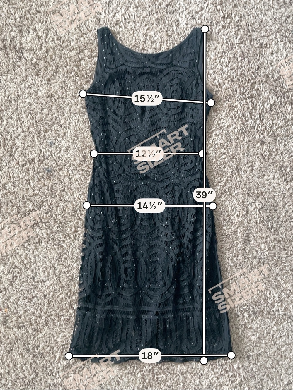 CACHE | Black Beaded Lace Midi Dress Sz S - Picture 8 of 10